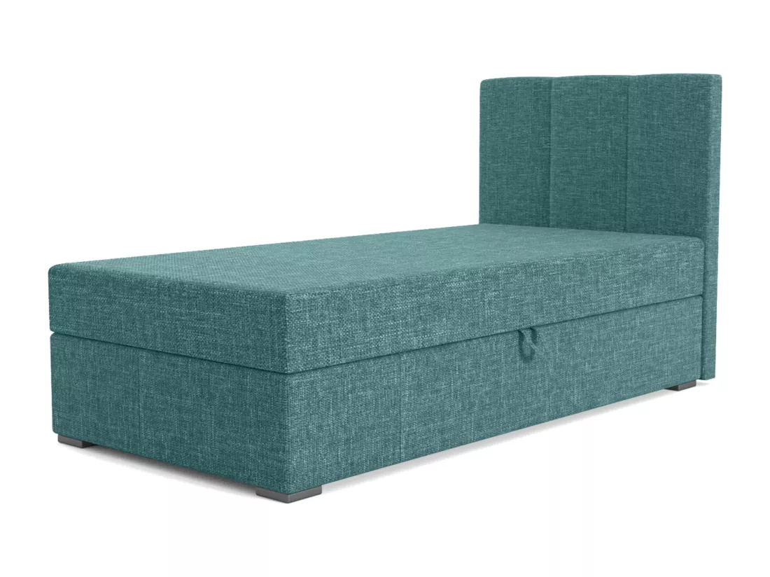 LIT BOXSPRING avec coffre de rangement Monaco Mini Basic côté droit, 90x200 cm, Lux 30 (Bleu canard)