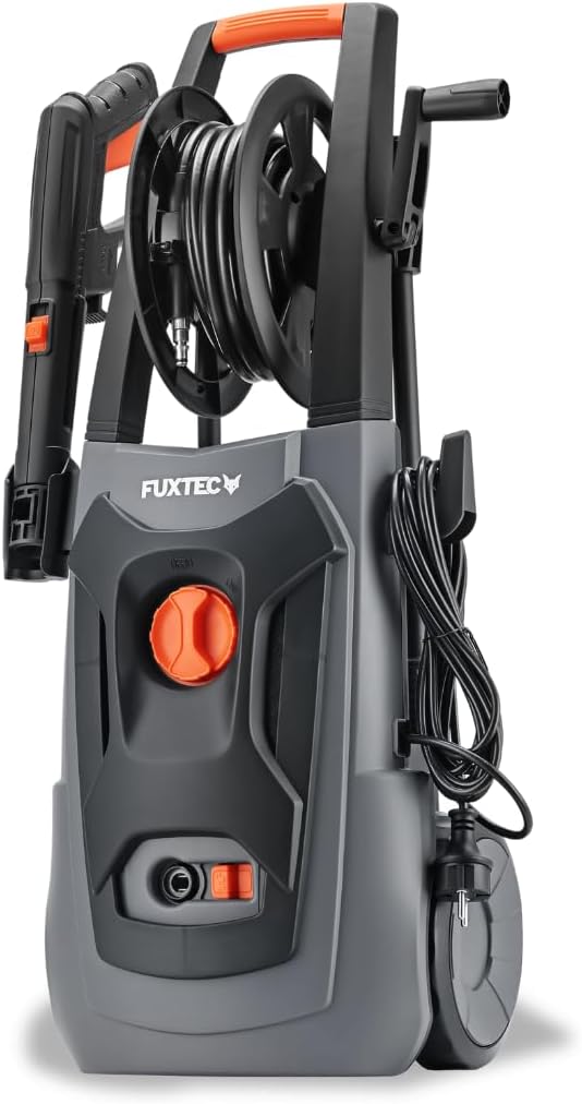 FUXTEC Hochdruckreiniger FX-HDR1800, Flächenreiniger mit 6m Hochdruckschlauch, 130 bar Arbeitsdruck, Fördermenge 420l/h, 1800W Leistung, verschiedene Sprühmuster, integrierter Reinigungstank