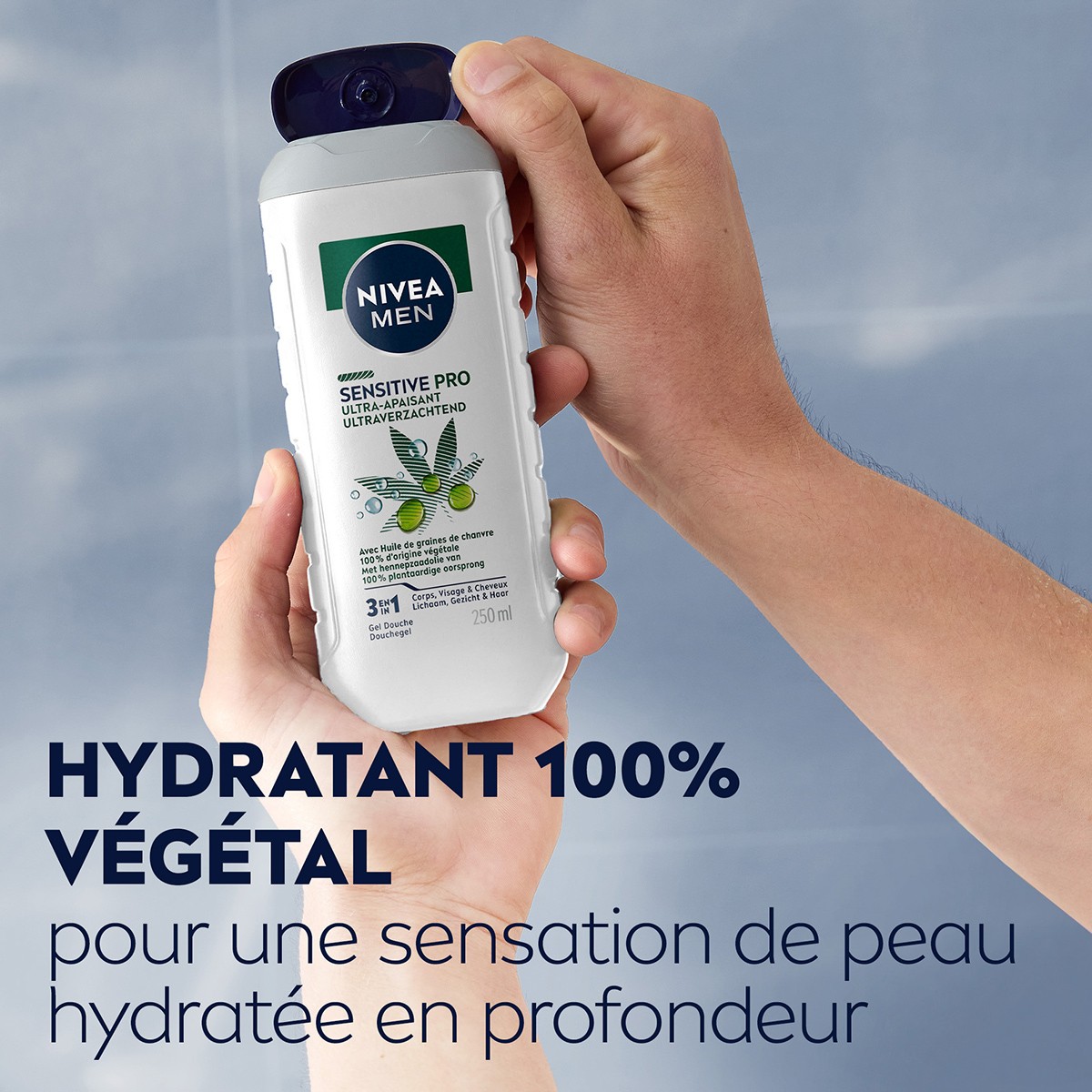 Gel douche 3-en-1 - Sensitive Pro - Graines de chanvre - Corps, visage & cheveux - Homme - 250ml