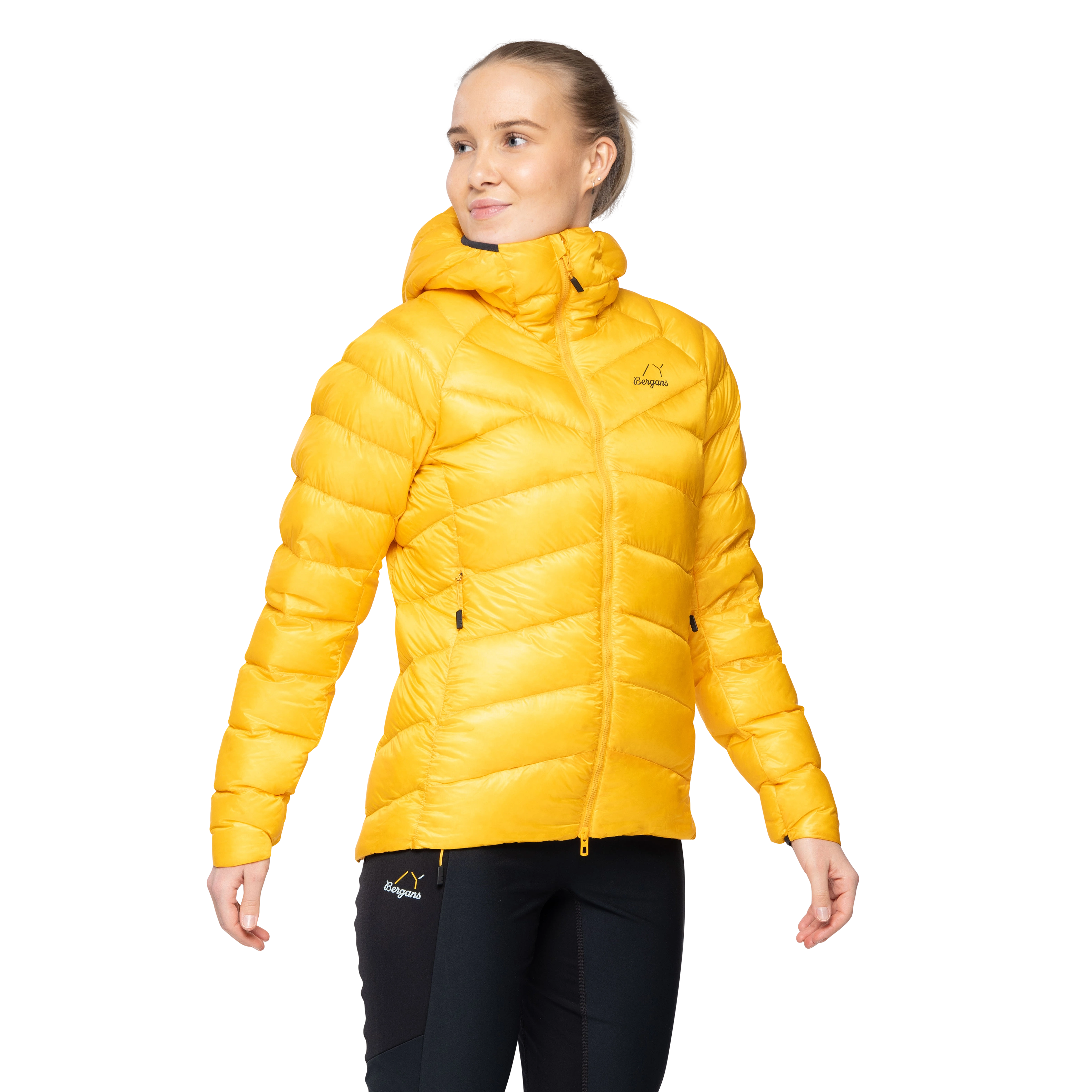 Y LightLine Weightless Down Jacket Hood Women Mango Yellow