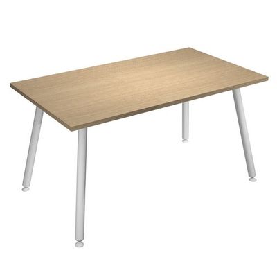 Table haute - 160 x 80 x 105 cm - Pieds métal blancs - Chêne