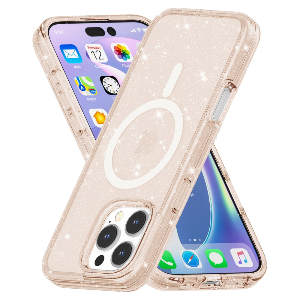 iPhone 16 Pro MagSafe Hybrid Hardcase Schutzhülle im Glitzer Design - Gold / Transparent