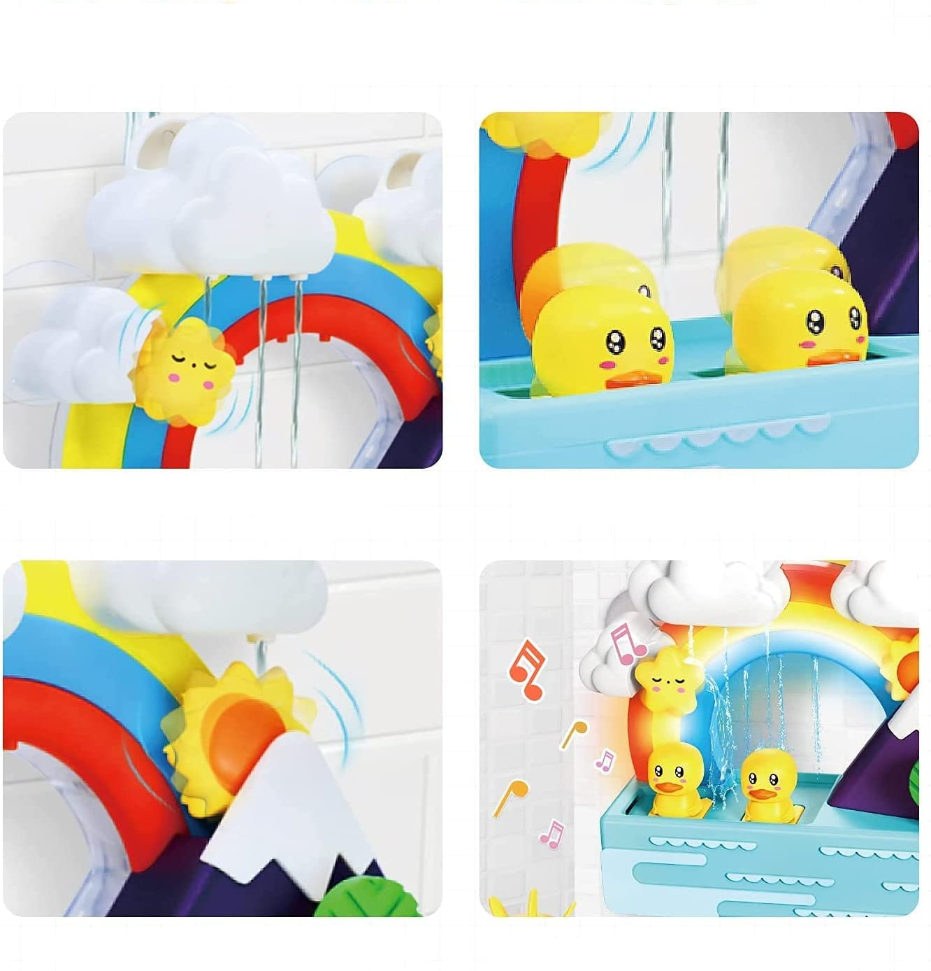 (27-tlg. Set) Badewannen Kinder Spielzeug Interaktives Wasser Spiel mit Musik / Saugnäpfe (Batteriebetrieben) - Enten Rutschbahn