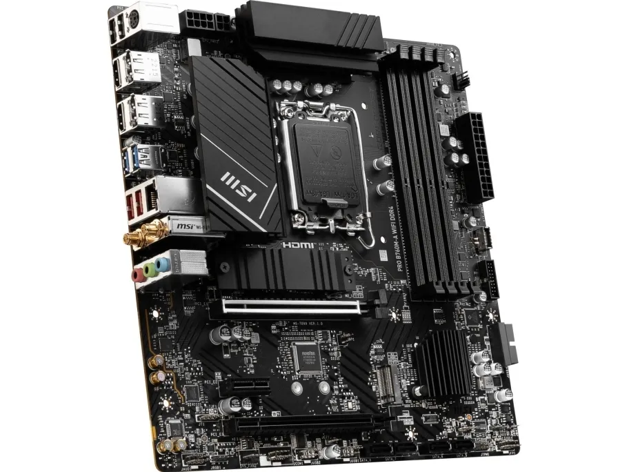 MSI PRO B760M-A WIFI DDR4 - Bundkort - micro ATX - LGA1700 sokkel - B760 Chipset - USB 3.2 Gen 2, USB 3.2 Gen 1, USB-C 3.2 Gen 1 - 2.5 Gigabit LAN, Wi-Fi 6E, Bluetooth - onboard grafik (CPU påkrævet) - HD Audio (8-kanaler)