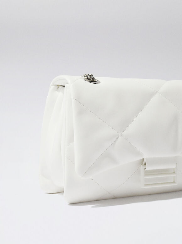 Bolsa matelassada com corrente - Branca
