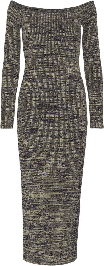 REMAIN Firm Rib Off-Shoulder Dress Safari comb.