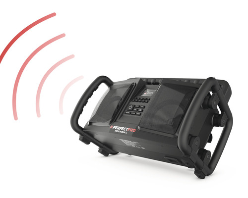 PerfectPro ROCKBULL bouwplaatsradio met DAB+ en FM-ontvangst, Bluetooth, AUX- en USB-ingang, inclusief oplader en geïntegreerde lithium-ionbatterij, 11,1 V 230 V, IP65