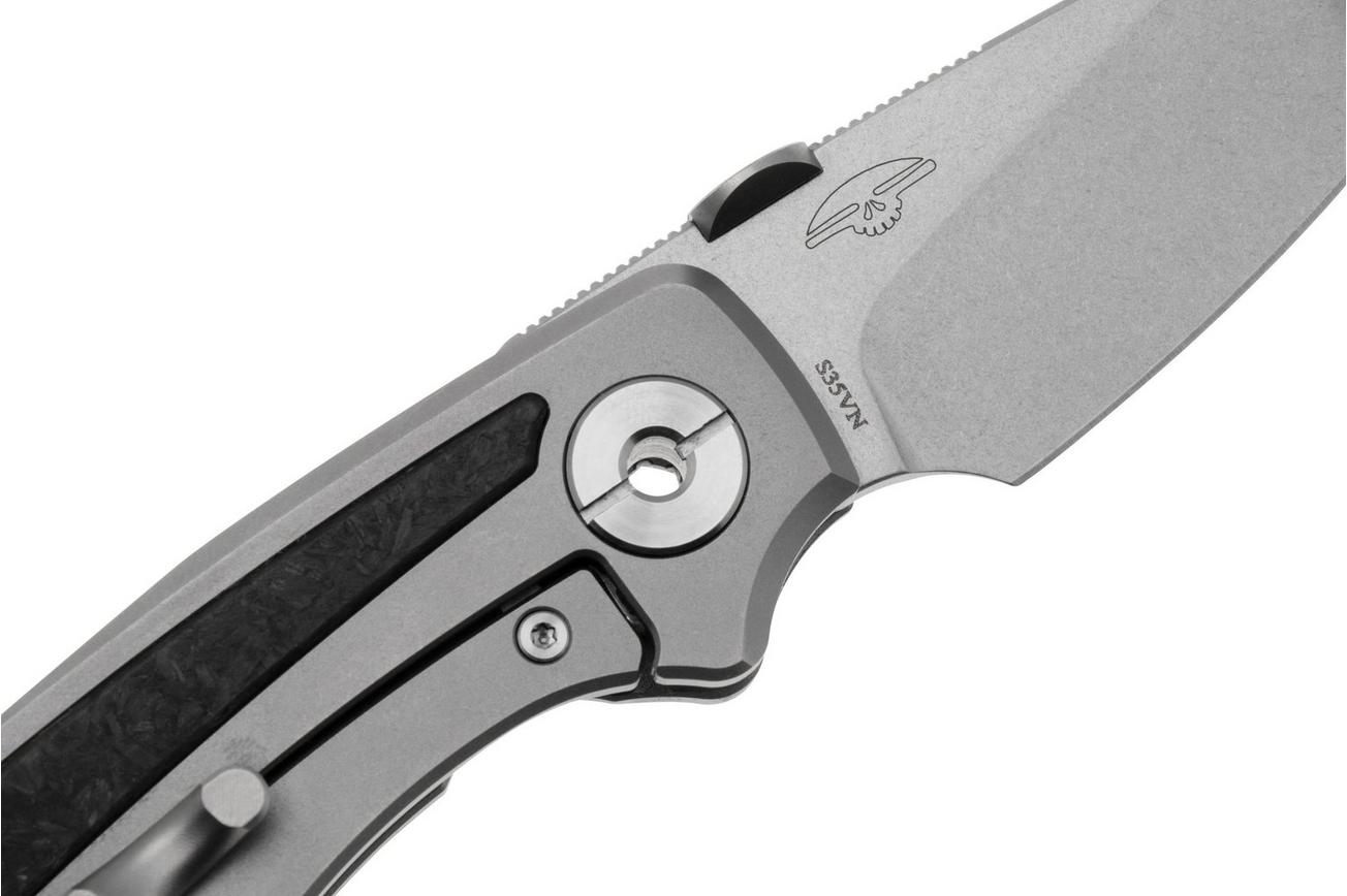 Real Steel Delta 2600, 7101CF, Stonewashed S35VN, Titanium Shredded Carbon Fiber Inlay, zakmes