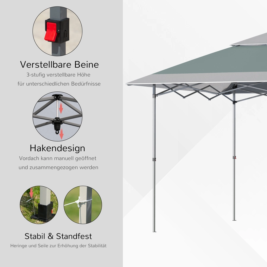 Outsunny Pop-Up-Pavillon zusammenfaltbar grün, grau
