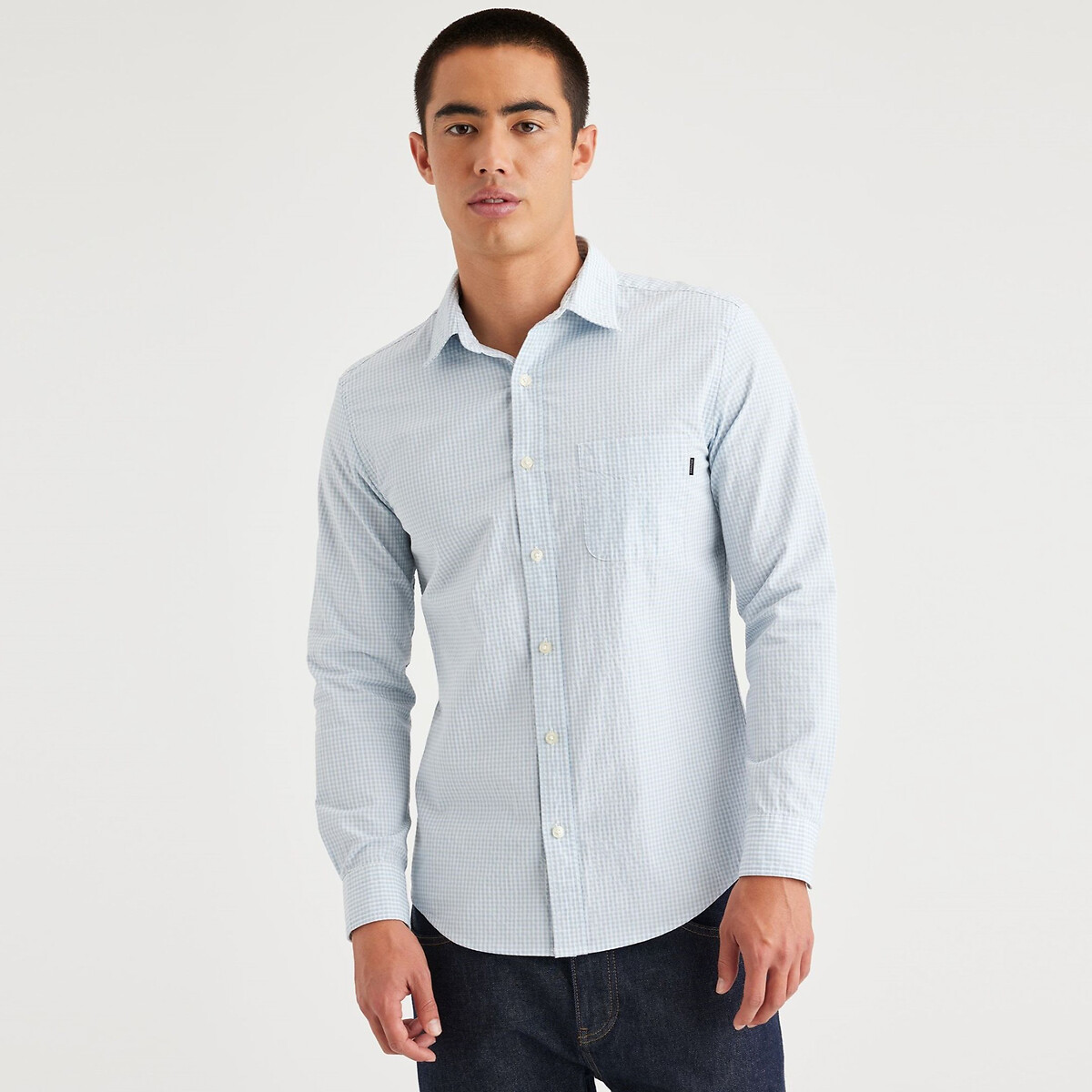 DOCKERS<br>Camisa slim em algodão vichy.