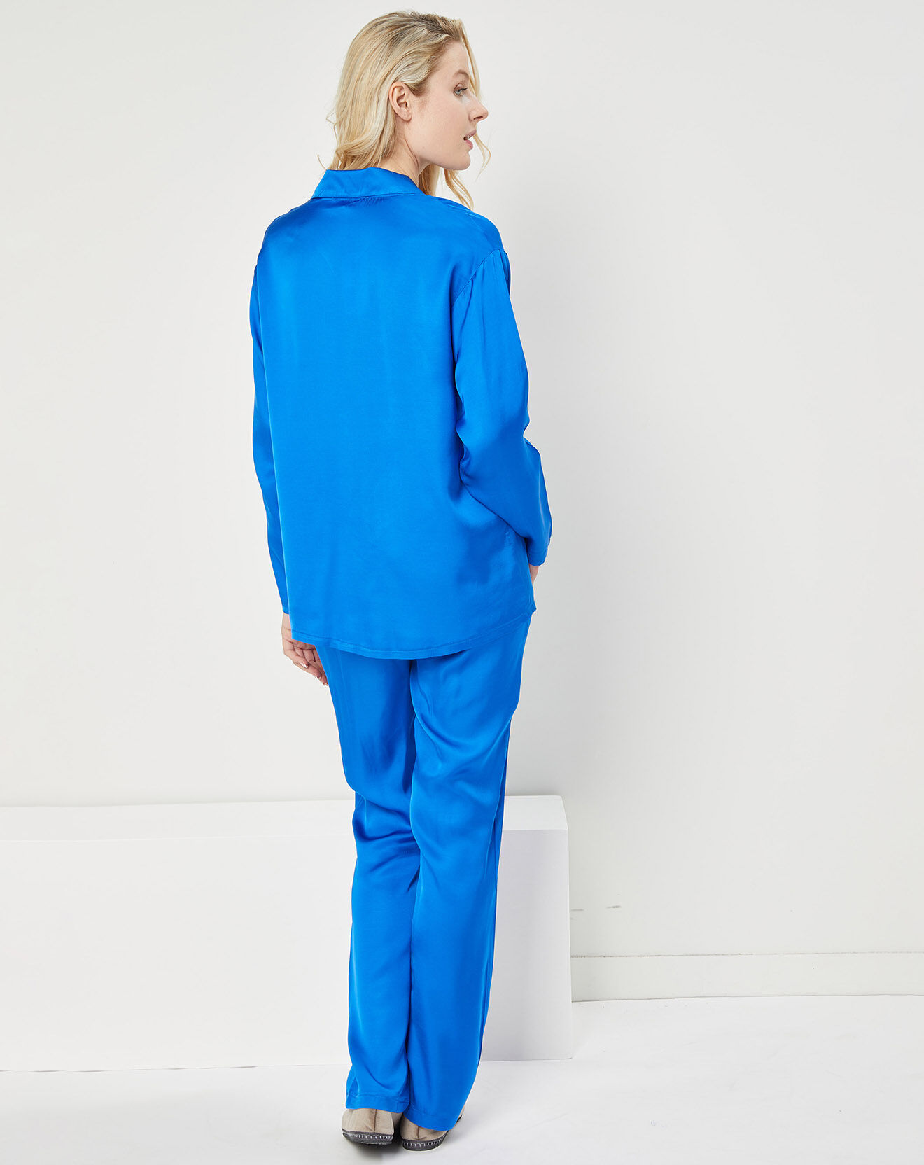 Quartier Latin Pyjama satiné Manon bleu électrique