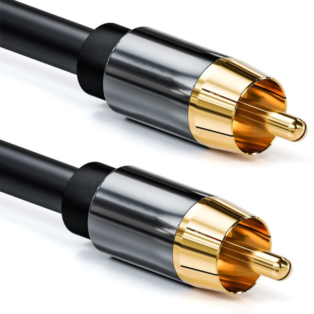 (1m) Mono Stereo-Cinch Audiokabel RCA mit vergoldeten Kontakten - Schwarz