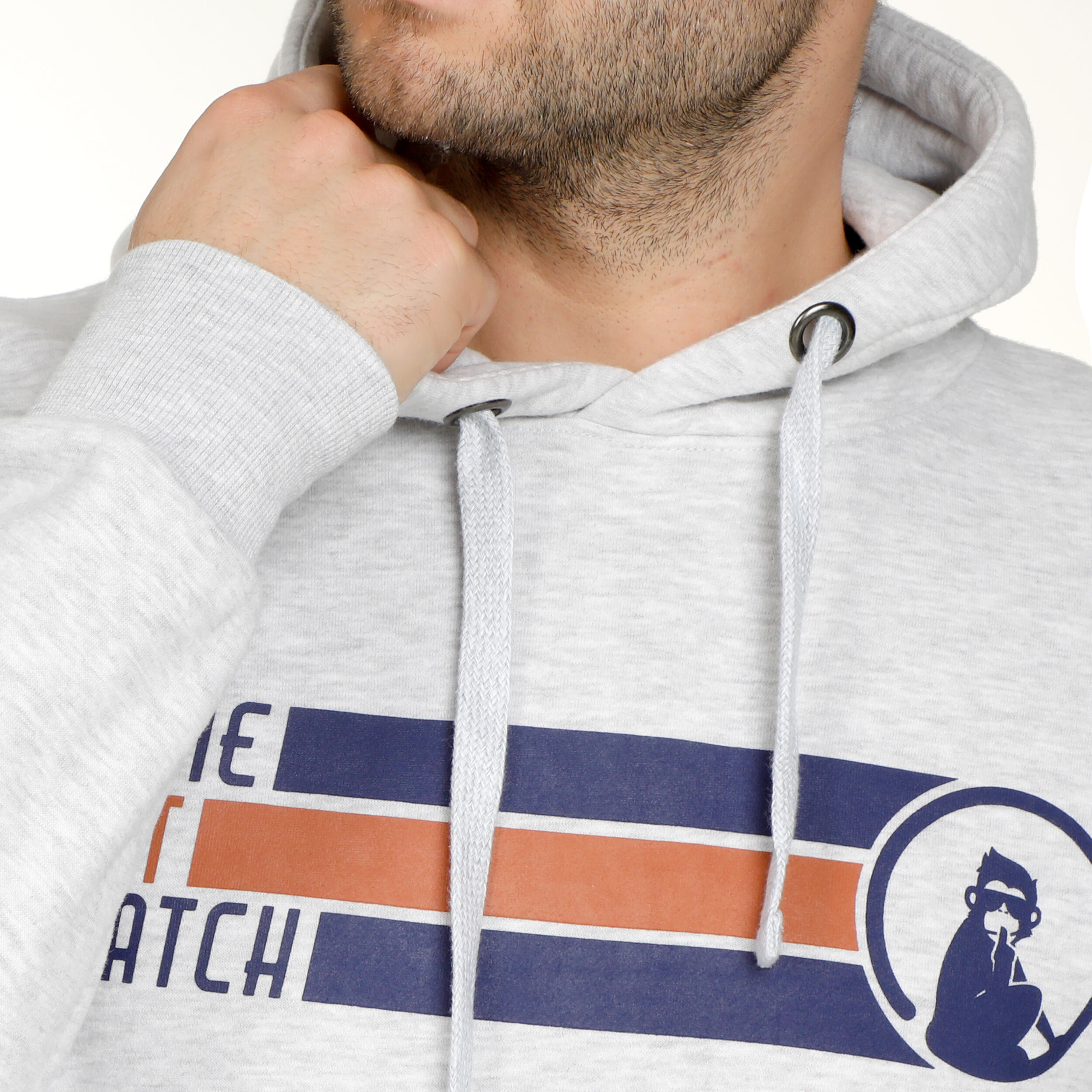 Quiet Please Retro Stripe Block Sweat À Capuche Hommes - Gris Clair , Multicouleur