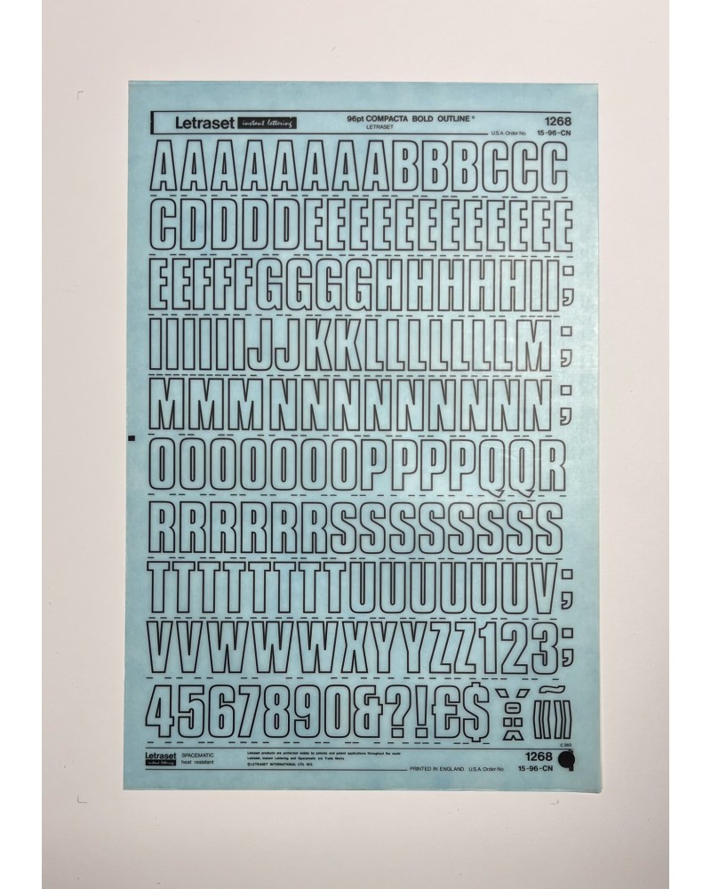 letraset-1268- COMPACTA BOLD OUTLINE - 96pt