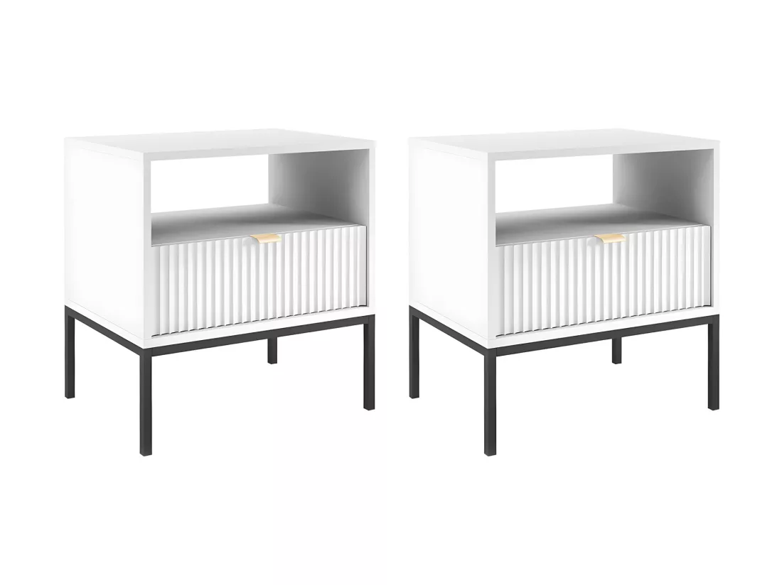 Lot de 2 tables de chevet 1 tiroir et 1 niche - Blanc - LIOUBA de Pascal Morabito