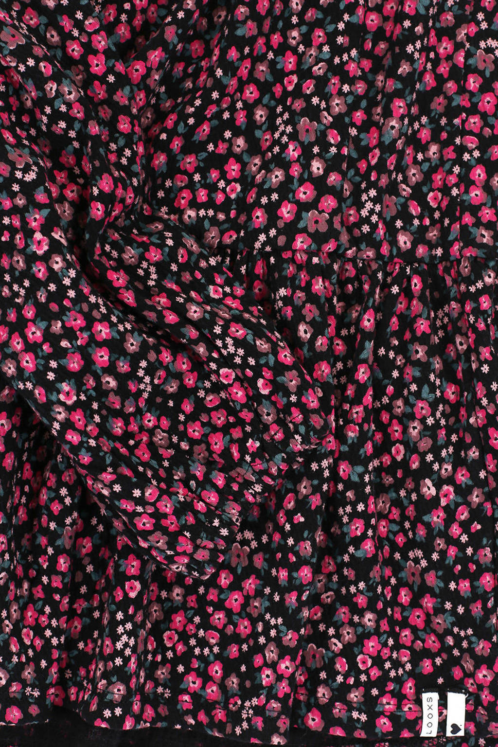 LOOXS gebloemde jurk zwart/fuchsia
