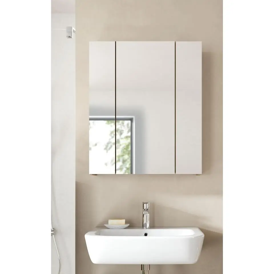 Hioshop Ice spiegelkast zwart mat- eiken decor