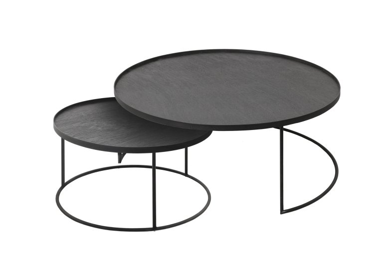 Ethnicraft Tray round salontafel L/XL set van 2