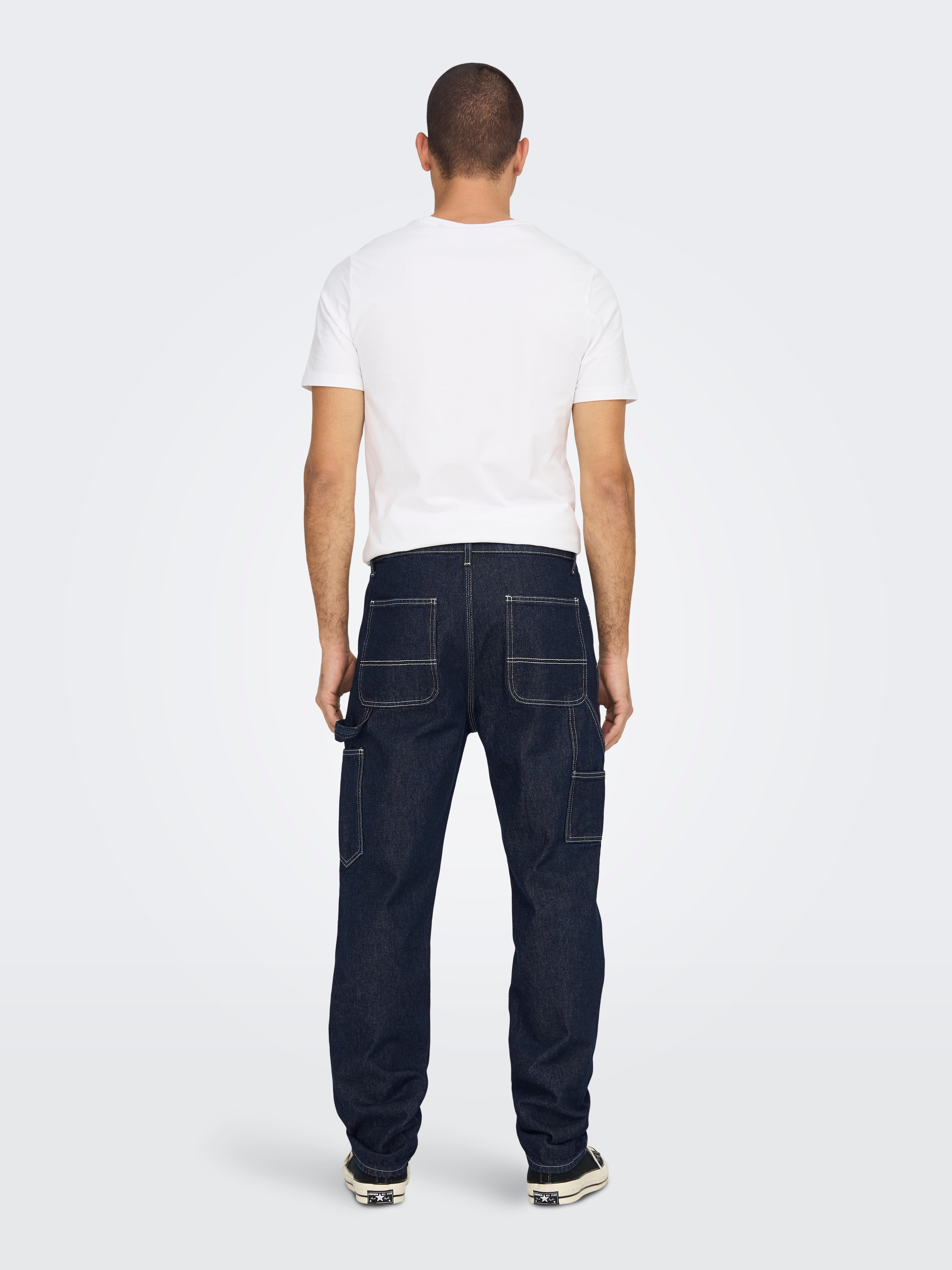 ONSEDGE Mittlere Taille Locker geschnitten Jeans Dark Blue Denim