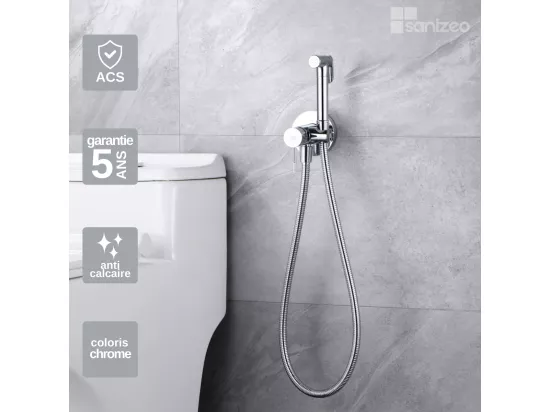 Kit Douchette anti-calcaire hygiénique encastrée WC ou Bidet Salle de Bain Chrome IMEX LINE RDD038