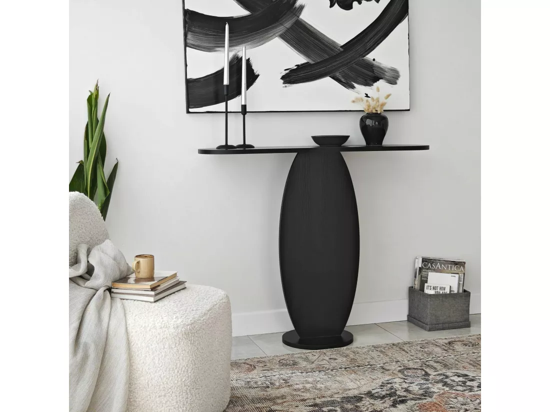 Console Toliman, Table polyvalente, Armoire de rangement, Bureau du couloir, 100x30 h81 cm, Anthracite