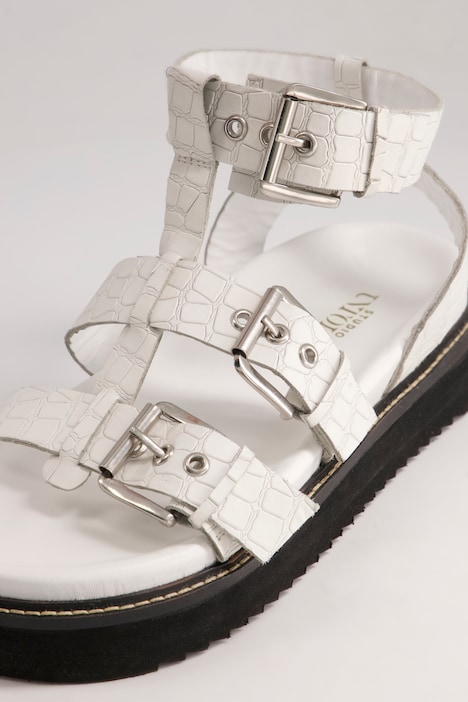 Leder-Sandalen, Römersandalen, Echtleder, Croco-Prägung