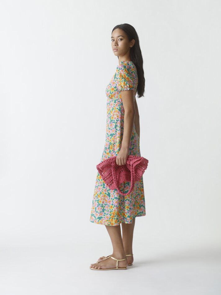 Vestido midi com mangas bufantes - Malva