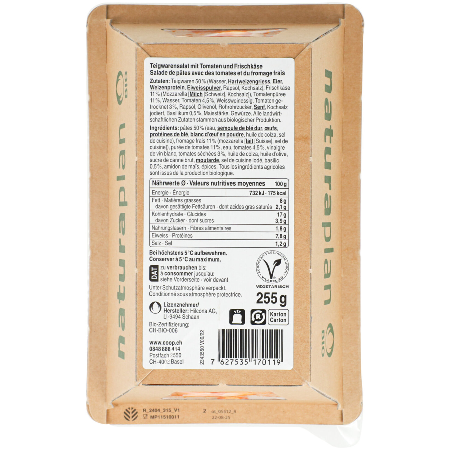 Naturaplan Bio Pastasalat Tomaten & Mozzarella -