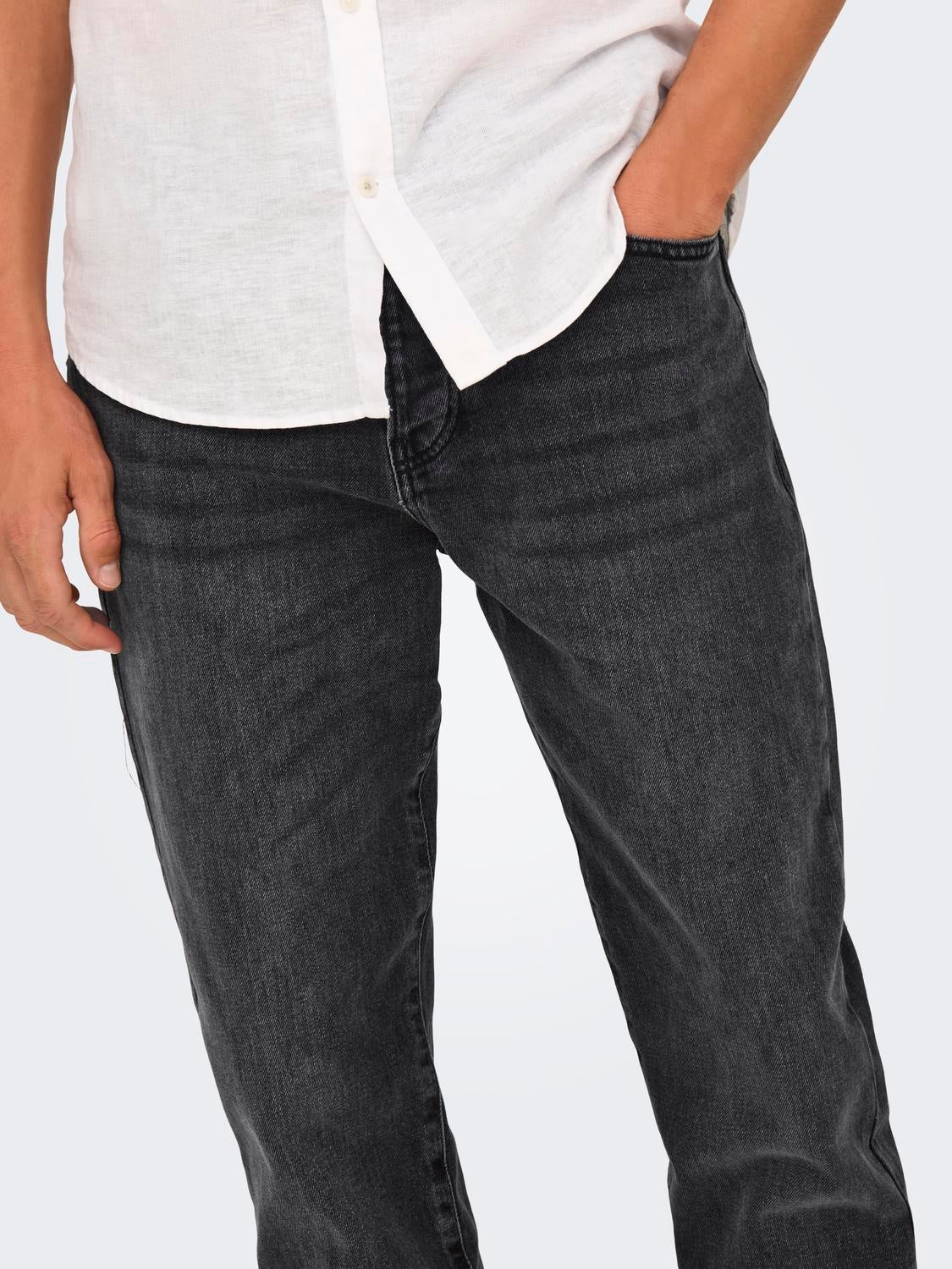 ONSYOKE Mittlere Taille Verjüngt Jeans Black Denim