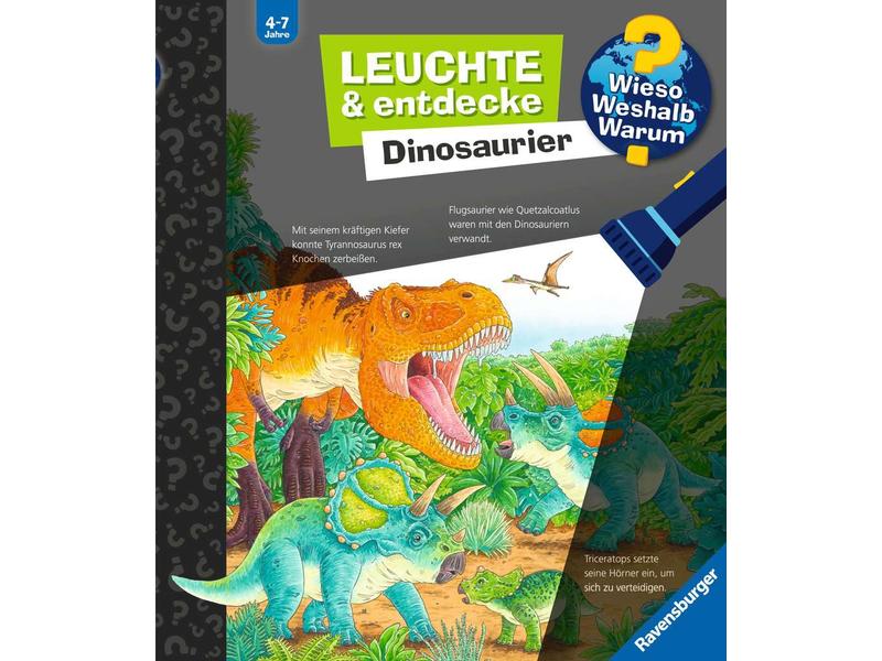 Ravensburger Kinder-Sachbuch WWW Leuchte und entdecke: Dino Taschenlampen-Buch mit Folien und Klappen