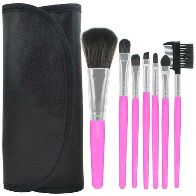 Professionelle skånsomme makeupbørster, 7-pakke, rosa