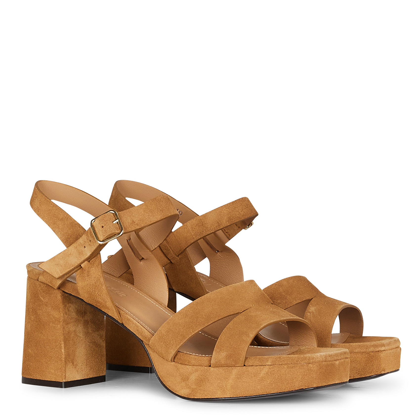 JULIETTE 5 - Sandales à talon en cuir velours | Beige