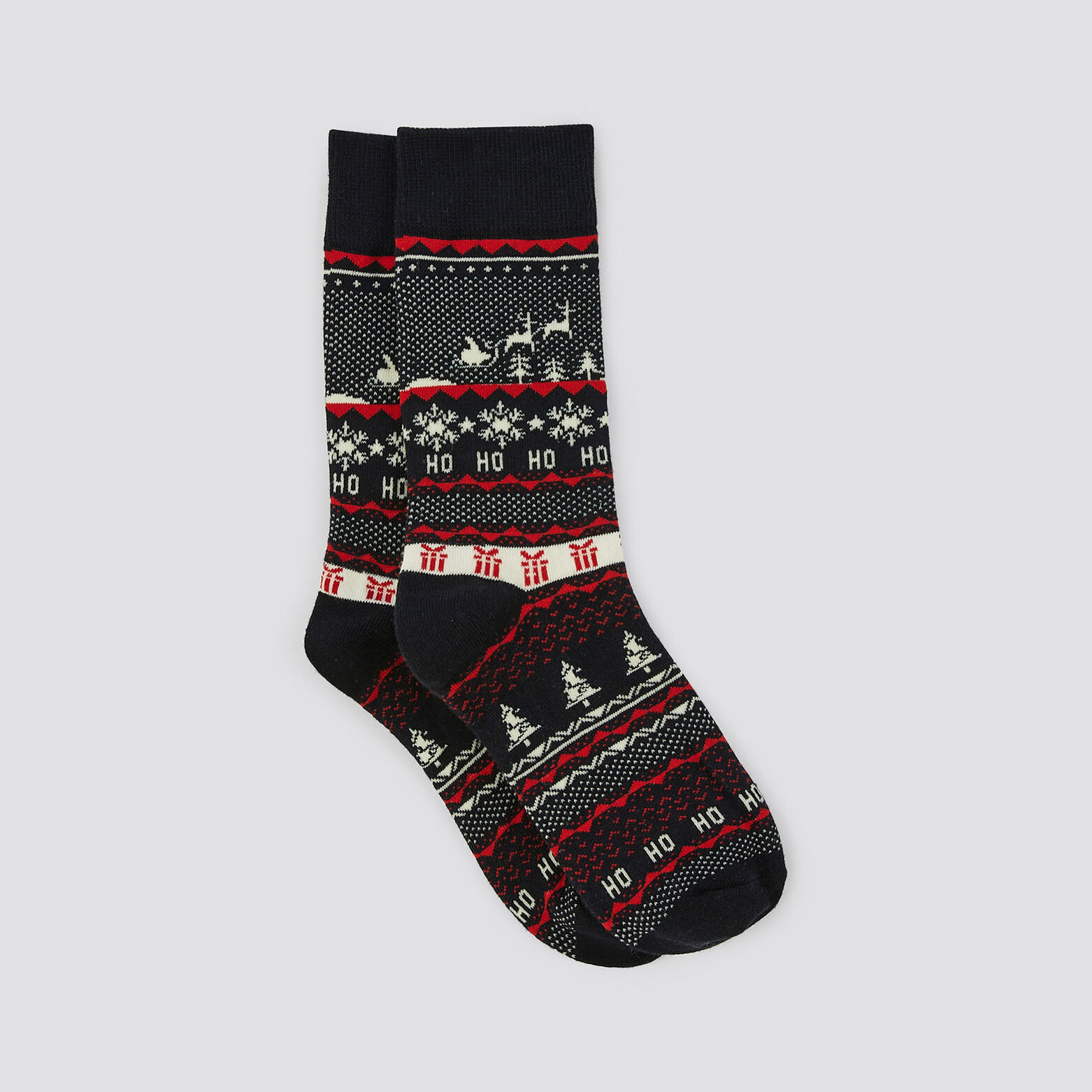 Chaussettes esprit Noël coton issu de l'agri. bio. Bleu foncé