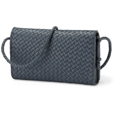 Damen-Handtasche geflochten, dunkelblau