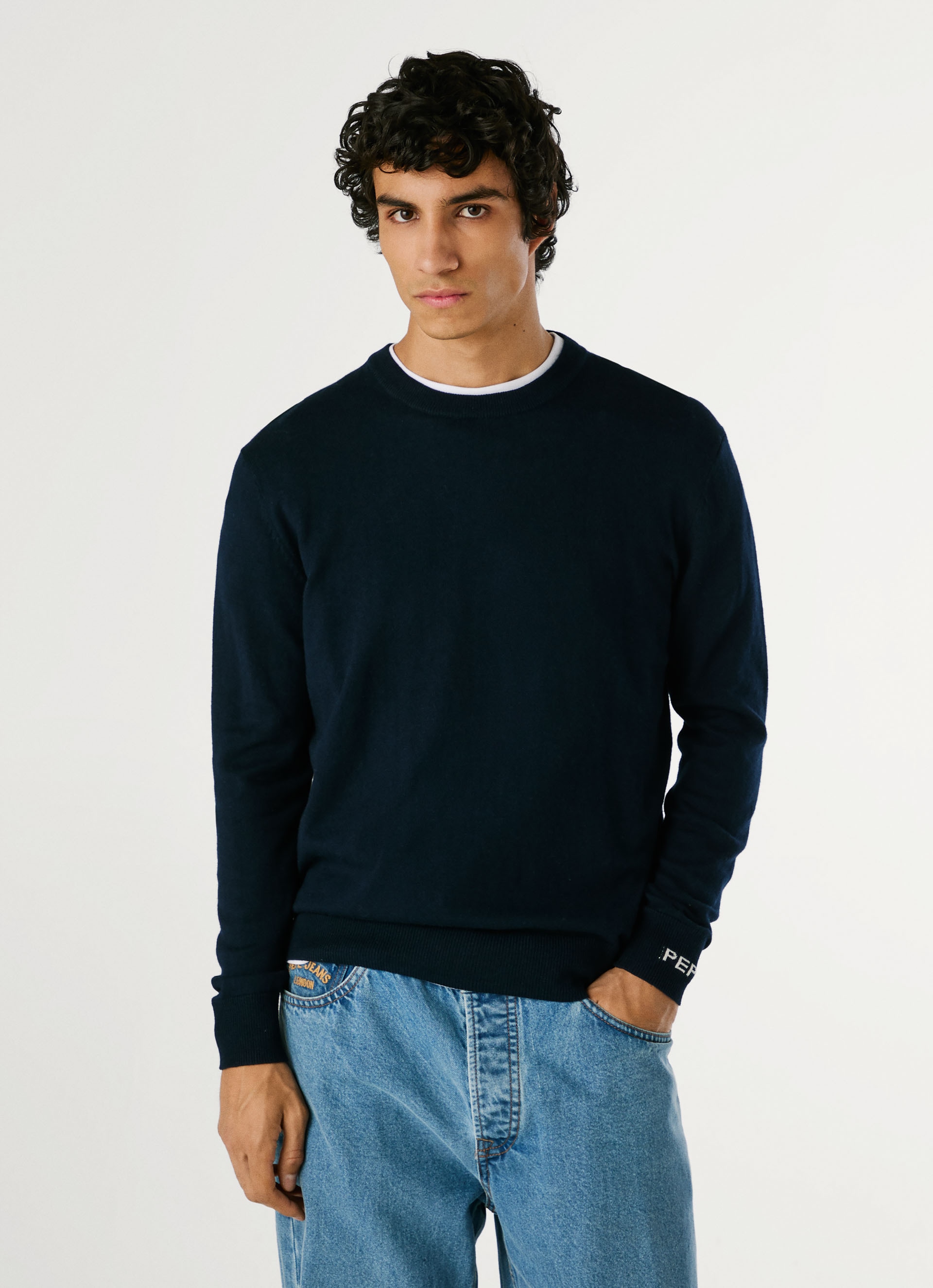 Pepe Jeans Strickpullover »ANDRE CREW NECK«, mit Rundhals, Logo-Jacquard