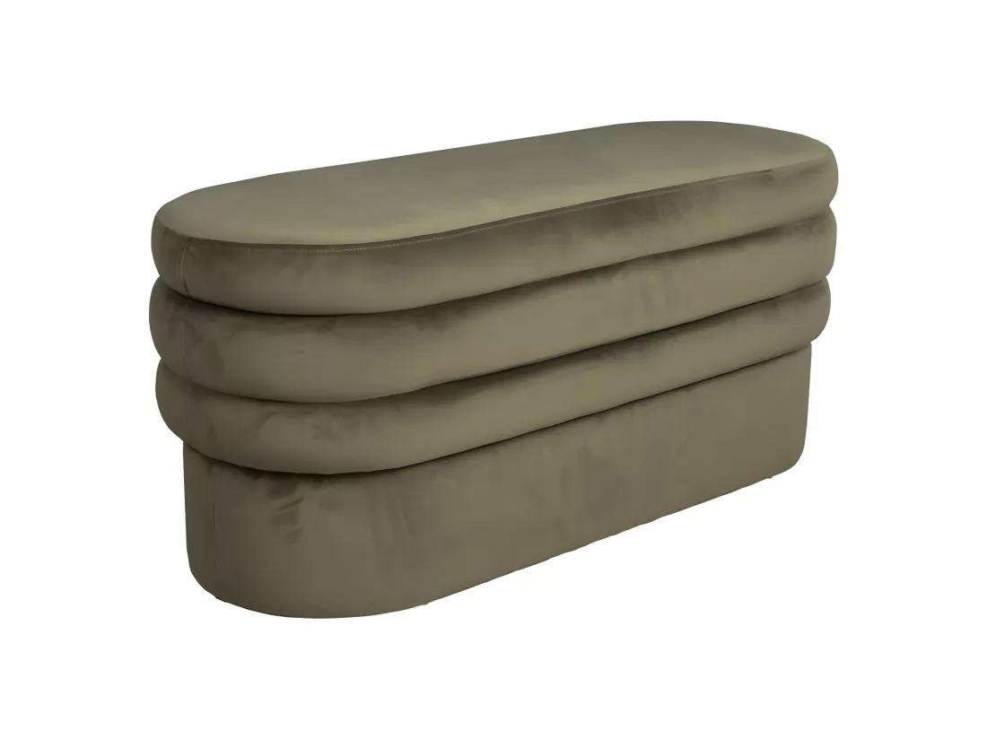 Aditi - Banc en velours L93cm : Couleur - Vert kaki