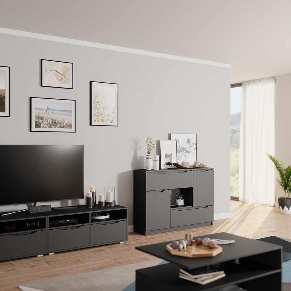 Vicco Sideboard Kommode Mehrzweckschrank Ruben Anthrazit 120 cm 4 Schubladen Schrank