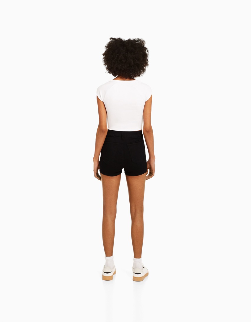 Shorts jeans de cintura alta com elastano