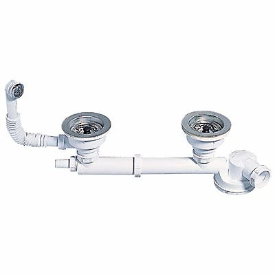 Ensemble vidage 2 cuves ø 90 extra-plat Wirquin Espace