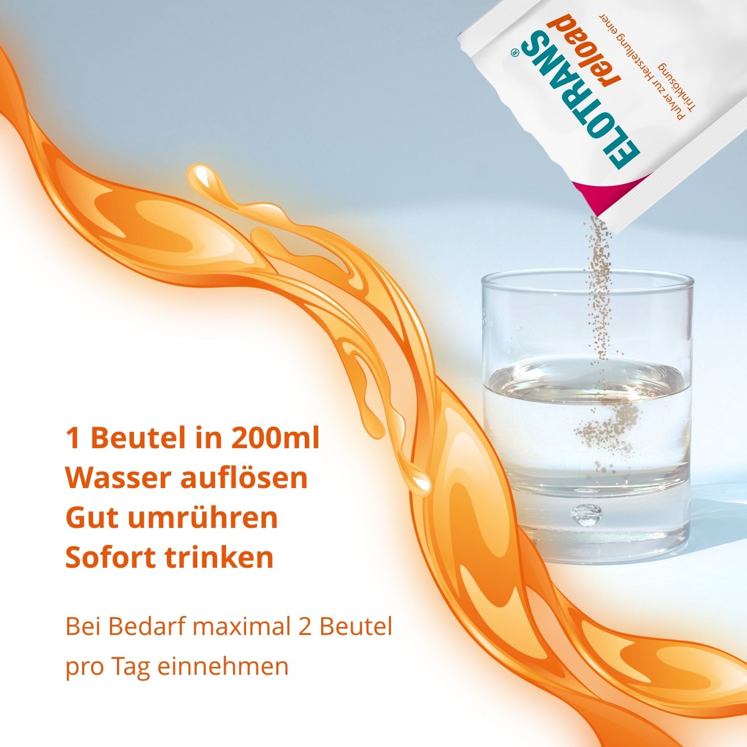 Elotrans® reload – Veganes Trinkpulver – nach anstrengenden Aktivitäten oder bei Erschöpfung, Isotonische Elektrolyt-Glucose-Mischung