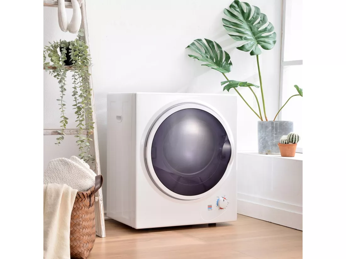 Sèche-linge hublot 2,5kg - chauffage en céramique PTC - avec protection de surchauffe - max 65 °C - accrochable au mur