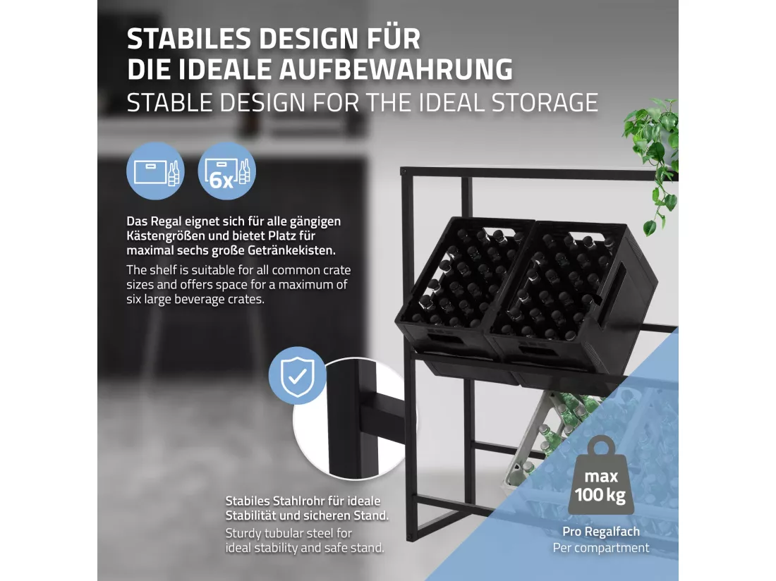 Étagère de rangement pour 6 caisses de boissons 100x32x108,5 cm acier anthracite