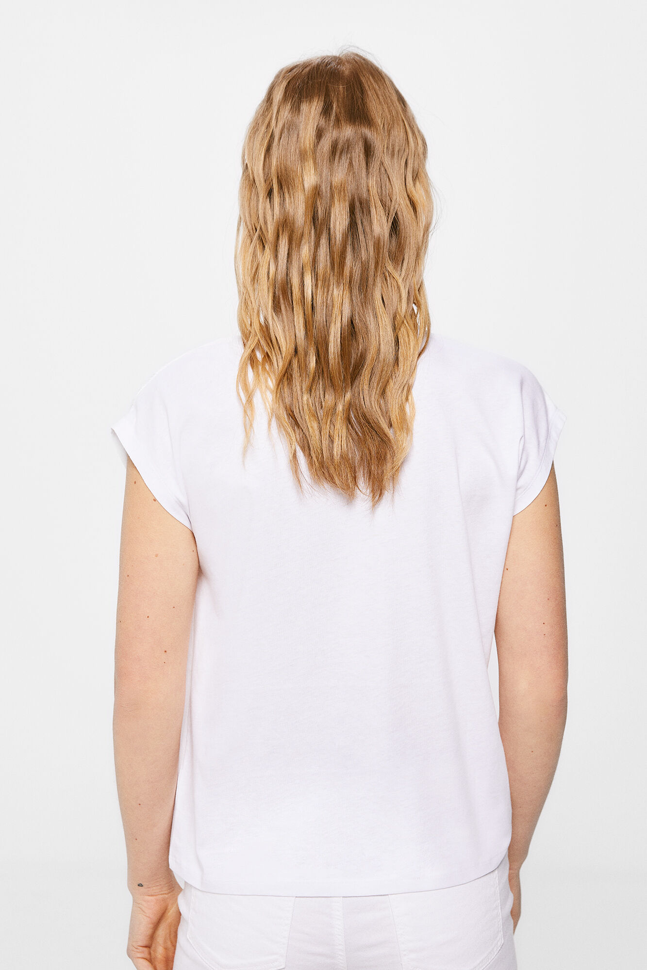 Blusa lisa de dois tecidos