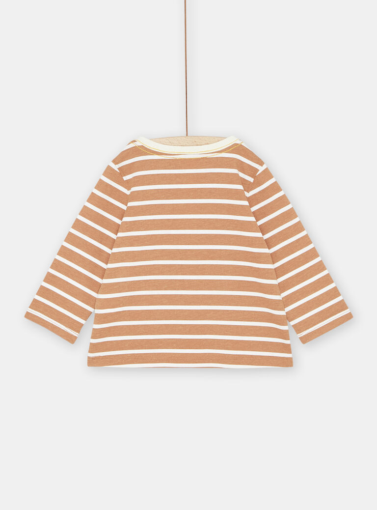 T-shirt brique et blanc à rayures bébé garçon