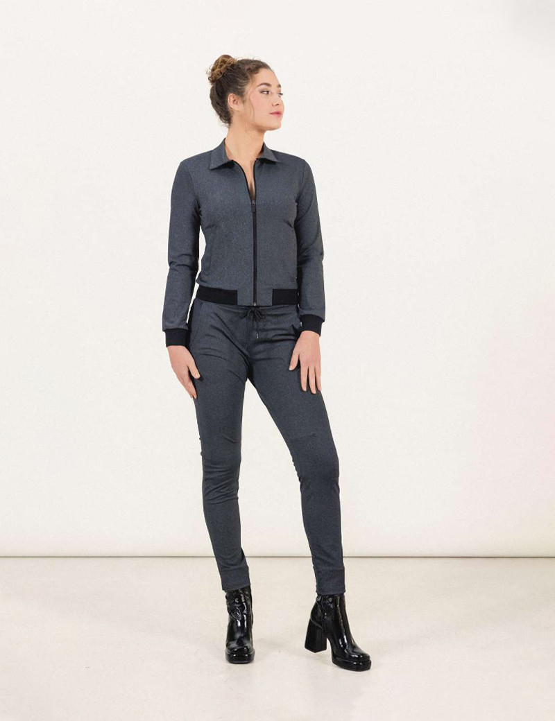 HBT BASICS CITY |  PANTALON FEMME CRUZ CARROT GRIS CHINÉ