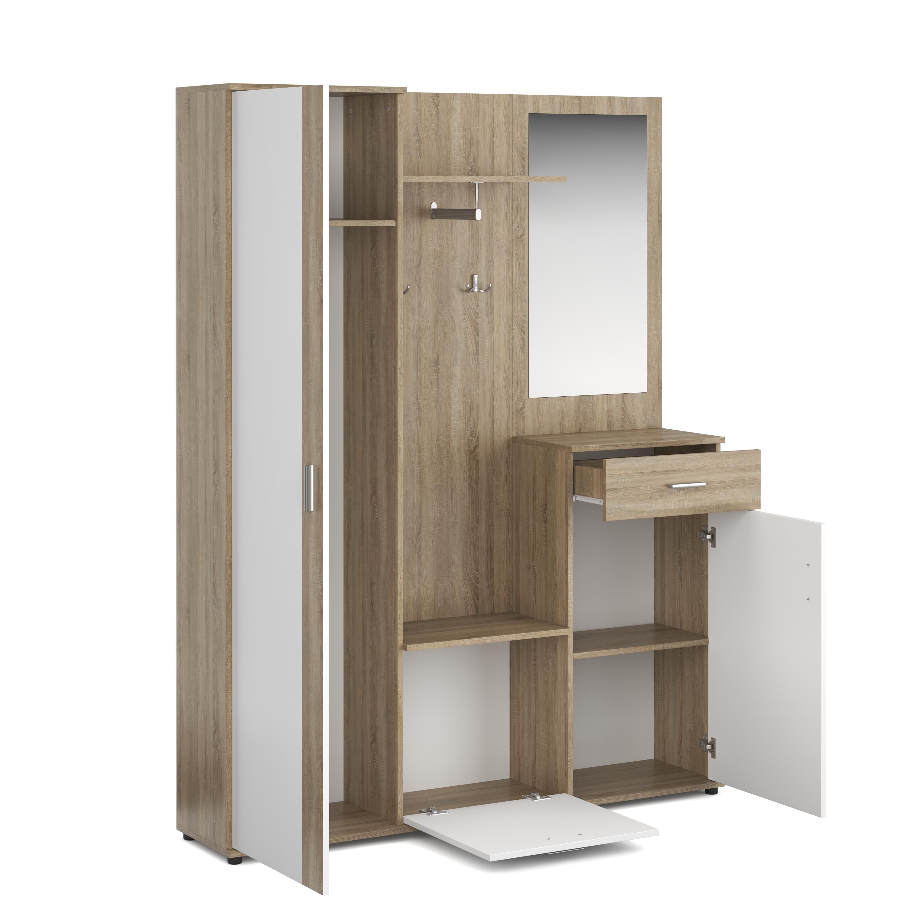 Garderobe ROMANO 140 x 180 cm hellbraun/weiss
