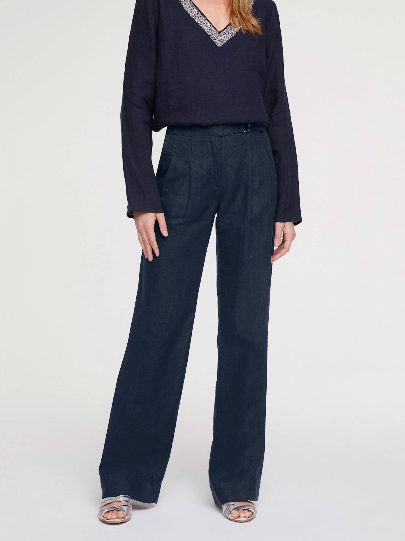 Pantalon en lin jambes larges