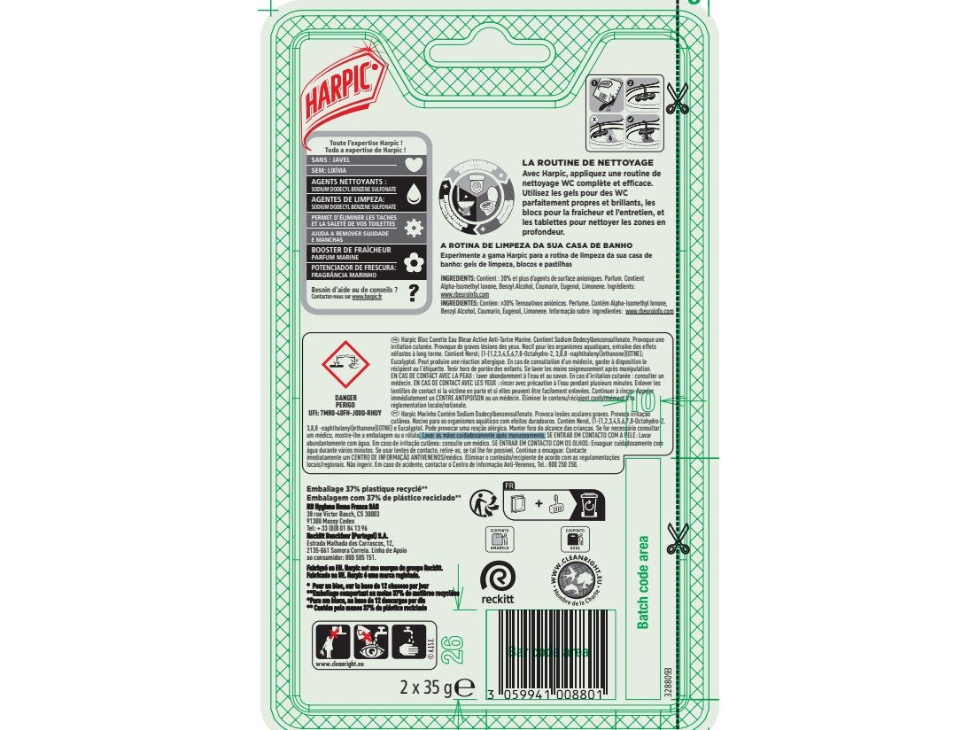 BLOCO SANITÁRIO HARPIC ANTI-CALCÁRIO 2X35G
