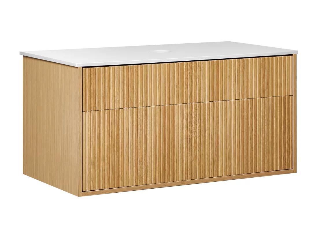 Meuble lavabo mural BEXTI 100 cm 52 cm 50 cm Marron clair