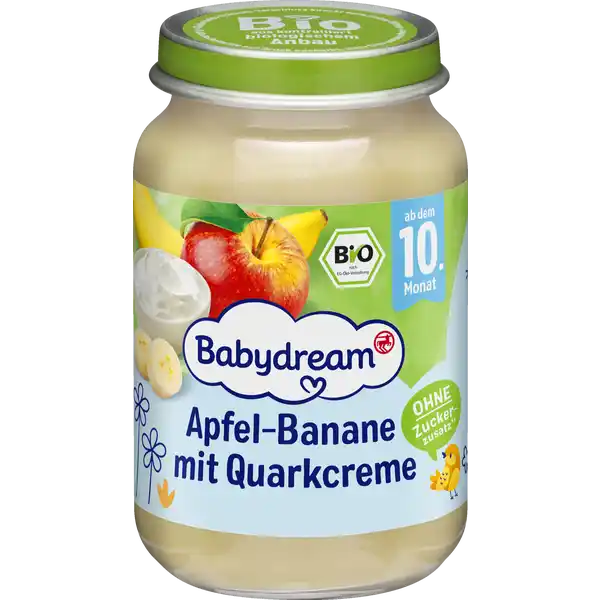 Bio Apfel-Banane mit Quarkcreme